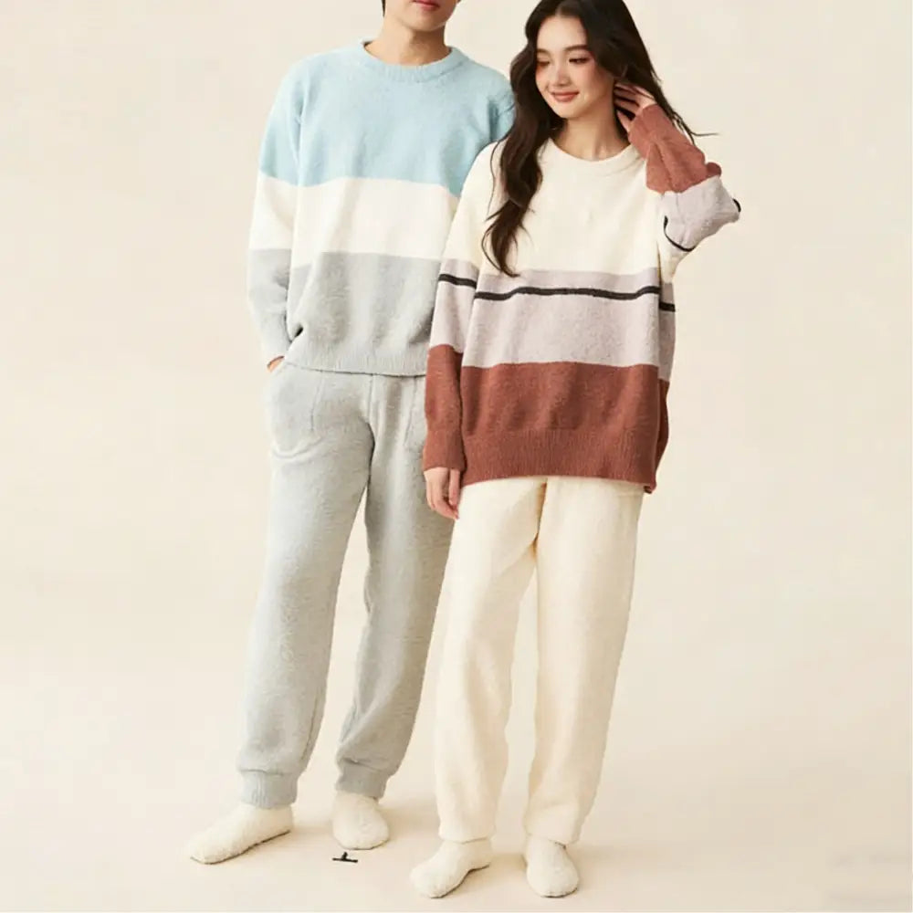 ふわふわ パジャマ カップル 秋冬 シーズン フリース 厚手 ルームウェア ギフト プレゼント 保温 セット 部屋着 あったか 暖かい 結婚祝い ID3719 コーディネート＞ペアルック