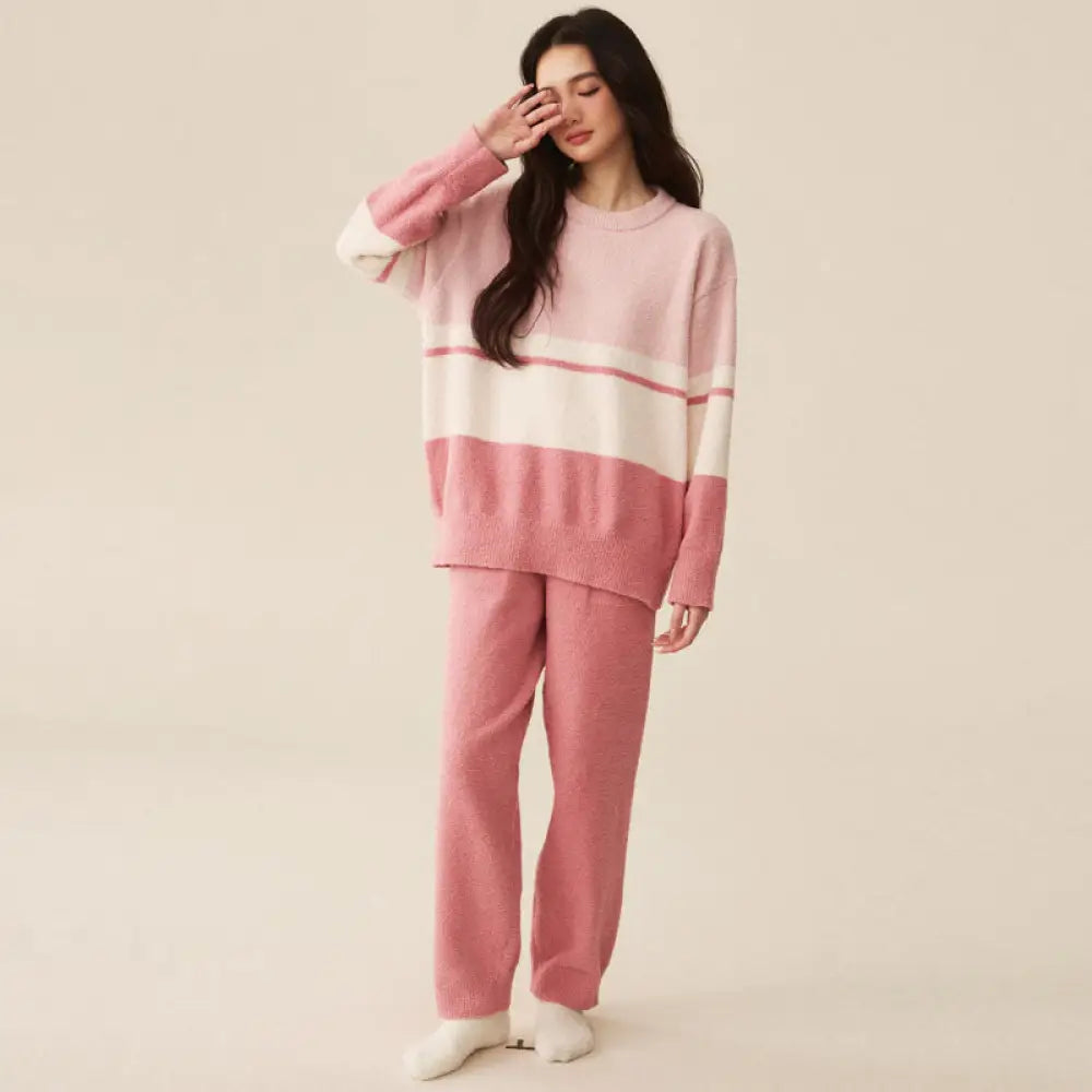 ふわふわ パジャマ カップル 秋冬 シーズン フリース 厚手 ルームウェア ギフト プレゼント 保温 セット 部屋着 あったか 暖かい 結婚祝い ID3719 ピンク / M コーディネート＞ペアルック