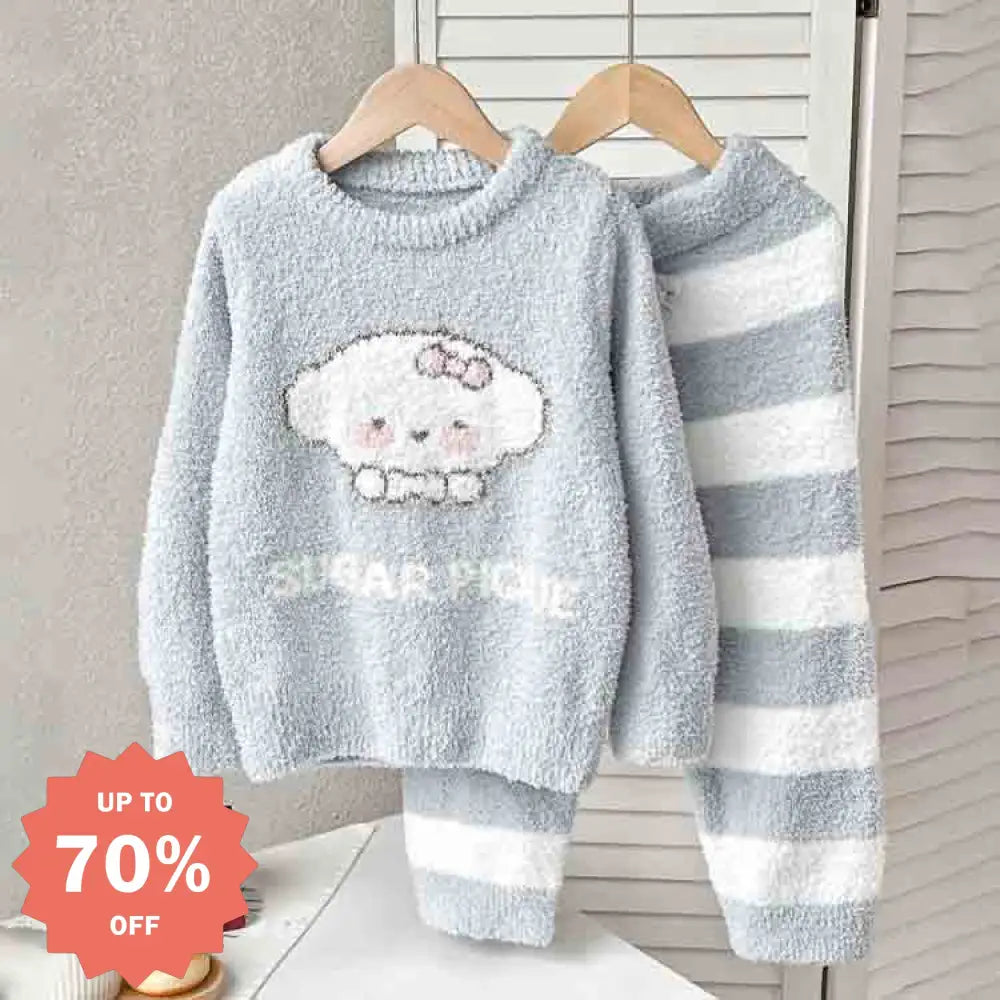 ふわふわ 子供 冬 バタフライ 犬 セットアップ 親子 ベビー フリース パジャマ セット 暖かい 柔らかい 保温 快適 おしゃれ ルームウェア 自宅用 リラックス ID2720