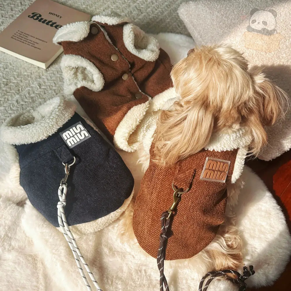 ふわふわベスト 犬服 秋冬服 ペットウェア ドッグウェア プードル テディドッグ グッズ 可愛い かわいい 着せやすい 防寒 ボタン ペット用品＞ウェア
