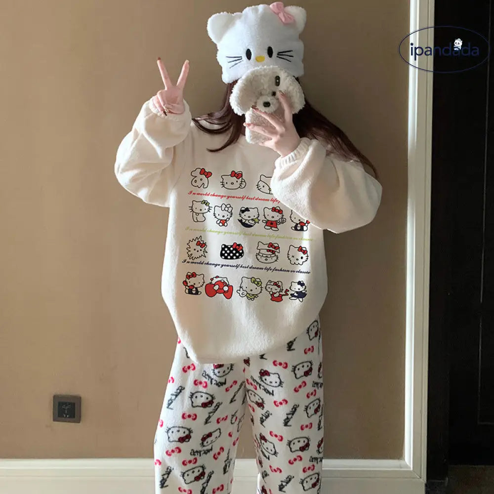 ふわもこ パジャマ レディース 上下セット かわいい ハローキティ