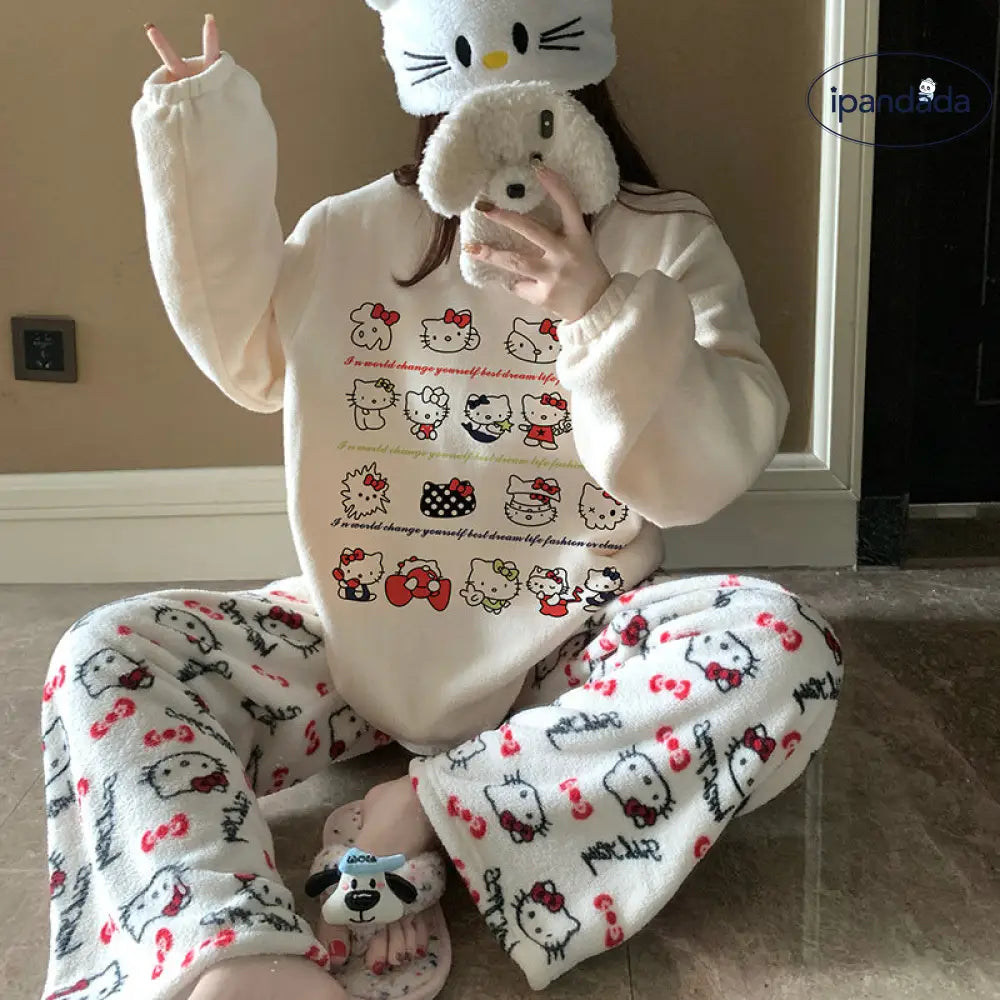ふわもこ パジャマ レディース 上下セット かわいい ハローキティ