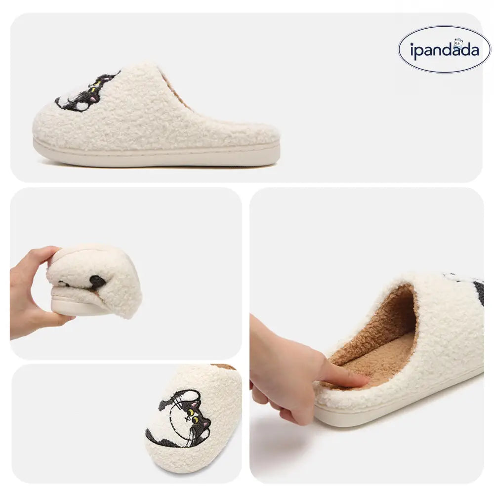 ふわもこ スリッパ レディース メンズ 猫 犬 刺繍 あったか ルームシューズ 冬用 可愛い 滑り止め 室内履き 軽量 柔らかい ペア ルームウェア もこもこ 防寒 暖かい 部屋履き 人気 家居スタイル ID3445
