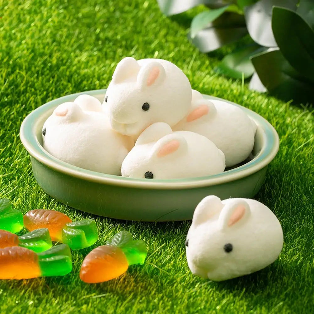 うさぎマシュマロ 3D うさぎ 綿菓子 焼き菓子 デコレーション うさぎケーキ かわいい 飾り ソフトキャンディー 子供 キャンディー キャラクター ID1995 3Dうさぎマシュマロ / 50g購入で50gプレゼント（約10個入り）