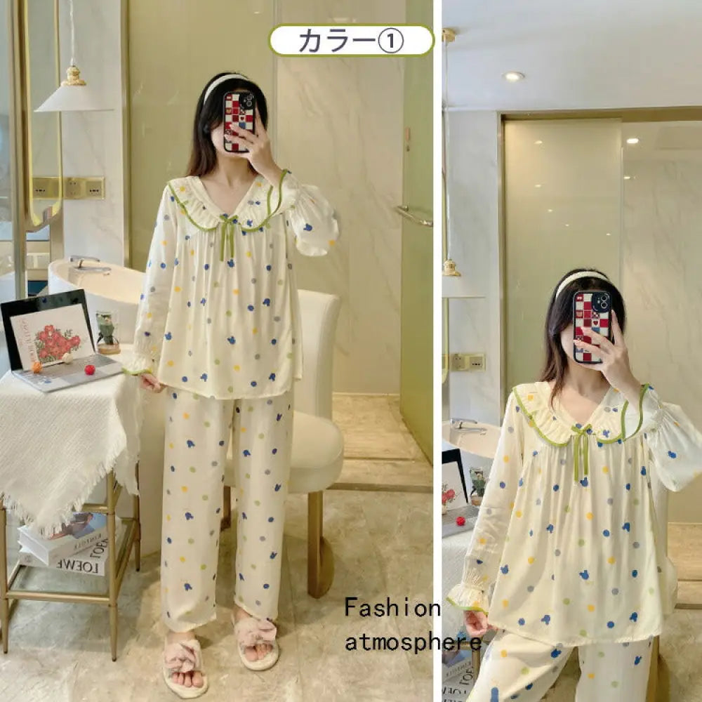 高品質＆低価格！パジャマ レディース ルームウェア 夏用 ナイトウェア 寝巻き 上下セット トップス ボトムス 長袖 春秋用 秋冬用 春夏 カジュアル 花柄 ゆったり 大きいサイズ あったか かわいい 折り襟付き 長ズボン 部屋着 室内着