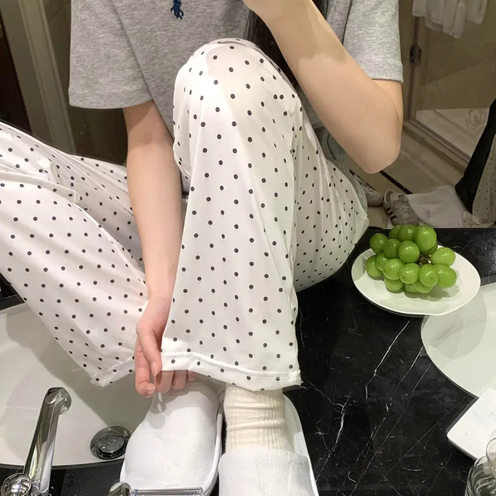 ID1088 格子柄 レディース 夏用 長ズボン 運動用パンツ 単品 春秋用 外出可能 ゆったり 薄手 家庭用パンツ 写真通り③ / M~L(75～100斤) レディース＞ボトムス