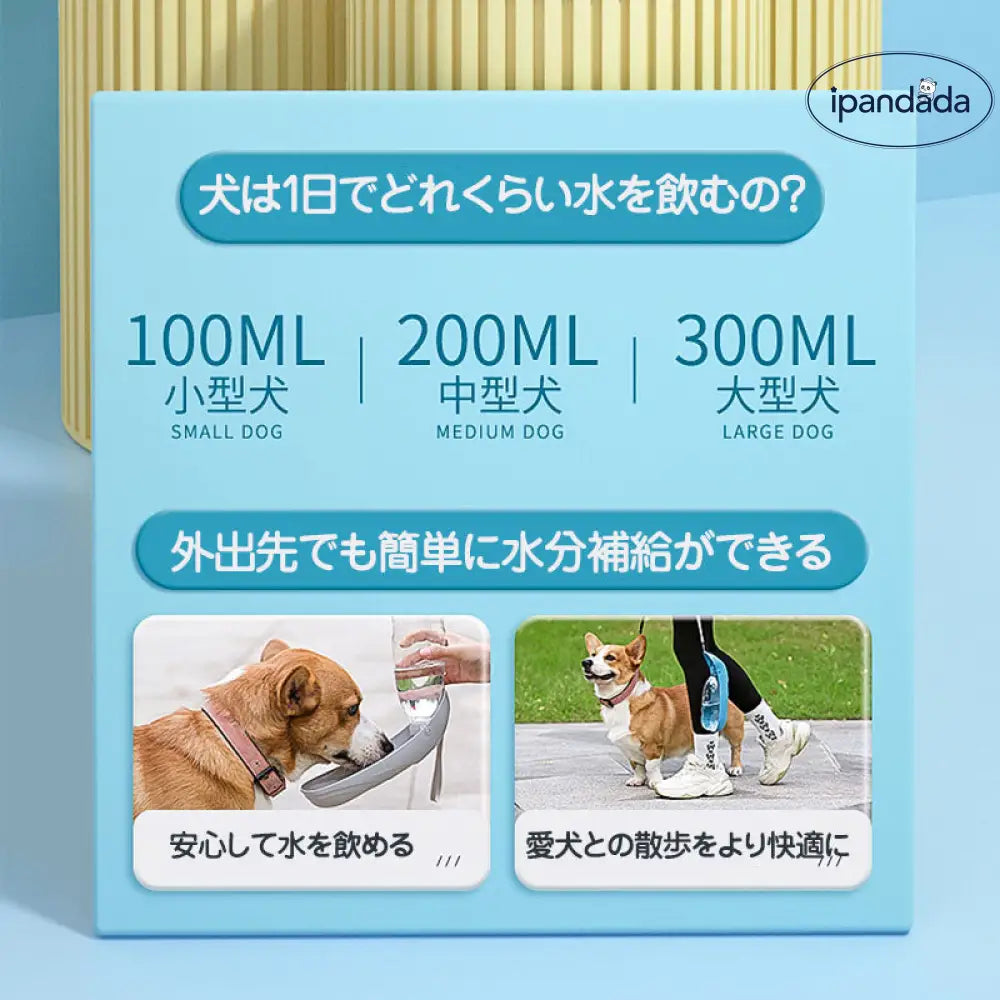 ID863 給水ボトル ペット用水筒 水飲み 水 散歩 犬 ウォーターボトル コンパクト スタイリッシュ ペット お散歩 携帯水筒 ボトル 水筒 犬 お散歩 便利 水飲み 大容量 安全 かわいい ペット用品