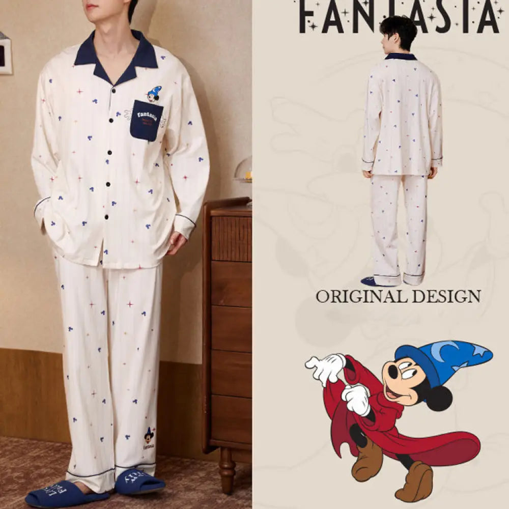 2点セット カップル ディズニー ミッキー＆ミニー 軽やか 柔らかい パジャマ ルームウェア 長袖 セット カップル ゆったり 柔らかい 春 秋 コーデ 吸湿 発熱 ID4079 写真通り / メンズL コーディネート＞ペアルック