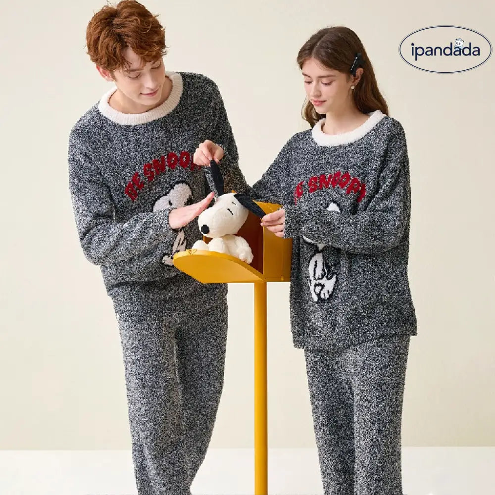 スヌーピー カップル パジャマ 秋冬 フリース 長袖 レディース メンズ フリース 冬 ルームウェア コーラルフリース ID3206