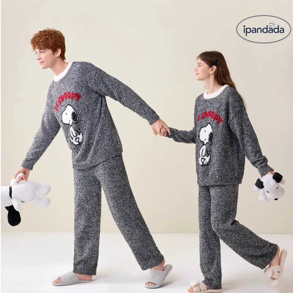 スヌーピー カップル パジャマ 秋冬 フリース 長袖 レディース メンズ フリース 冬 ルームウェア コーラルフリース ID3206