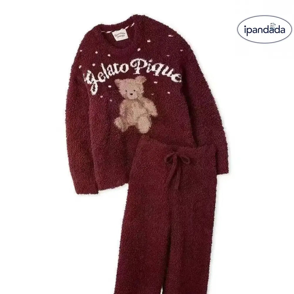 冬 レディース パジャマ かわいい 可愛い 暖かい あったか 長袖 部屋着 ふわもこ クリスマスレッド 保温 厚手 ルームウェア フリース 韓国風 ふわふわ ID3682 レッド / フリー レディース＞セットアップ