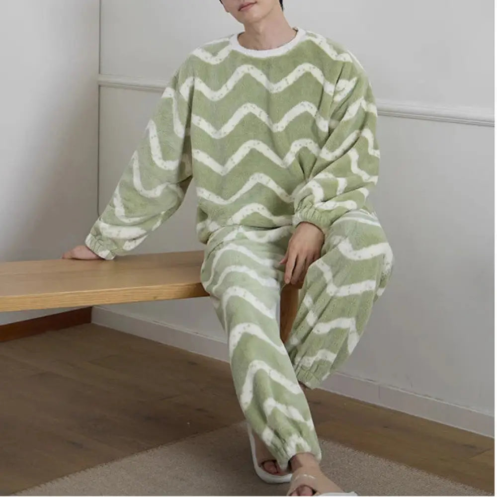 冬用 厚手 カップル パジャマ 大きいサイズ コーラルフリース ルームウェア 可愛い 暖かい あったか 長袖 部屋着 ふわもこ モコモコ クリスマスプレゼント ID3526 写真通り / メンズL コーディネート＞ペアルック