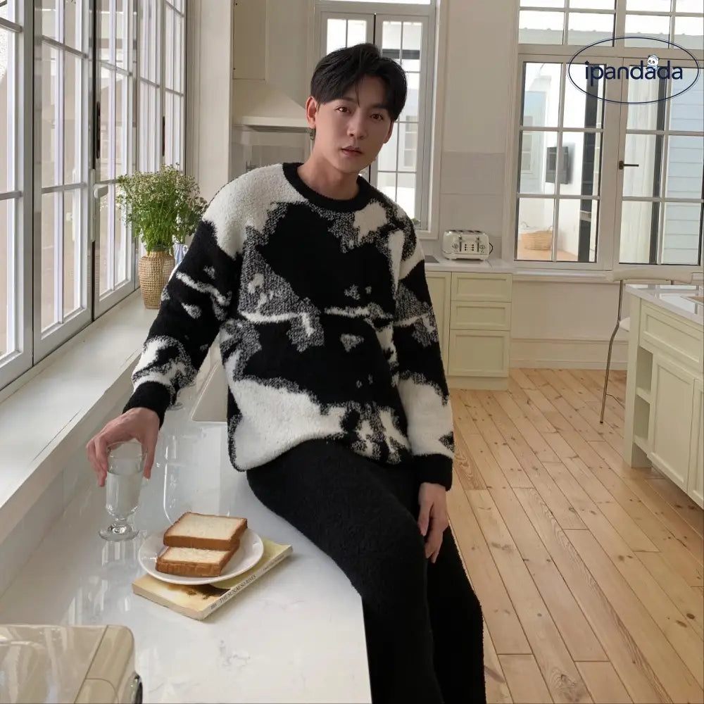 フリース メンズ パジャマ 秋冬 新作 厚手 保温 大きいサイズ プルオーバー ソフト ルームウェア メンズ ID3585