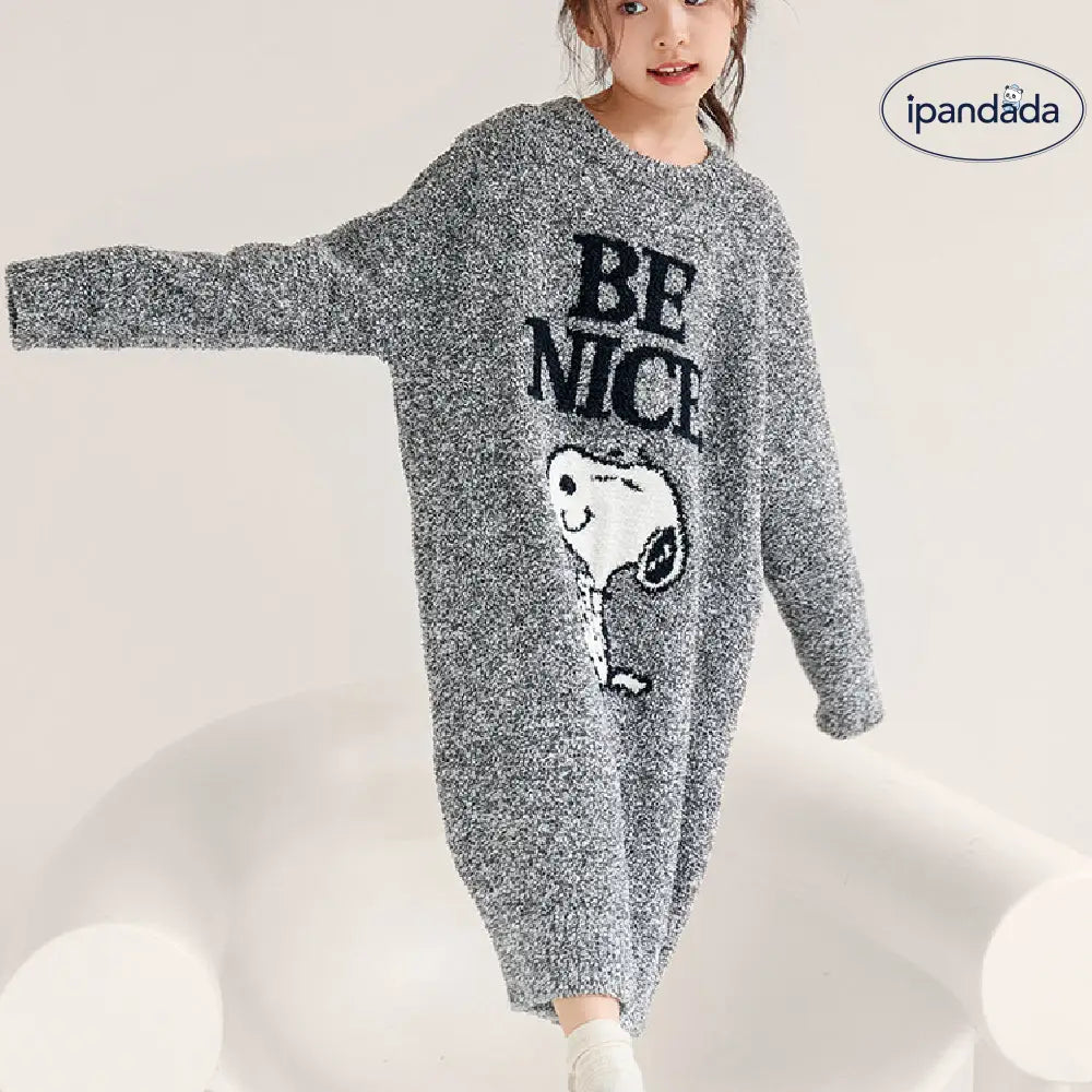 ふわふわ キッズ ルームウェア 長袖 スヌーピー 柄 冬用 あったか ワンピース パジャマ 女の子 着る毛布 可愛い 部屋着 保温 ゆったり シンプル 快適 ルームワンピース ナイトウェア ID3409