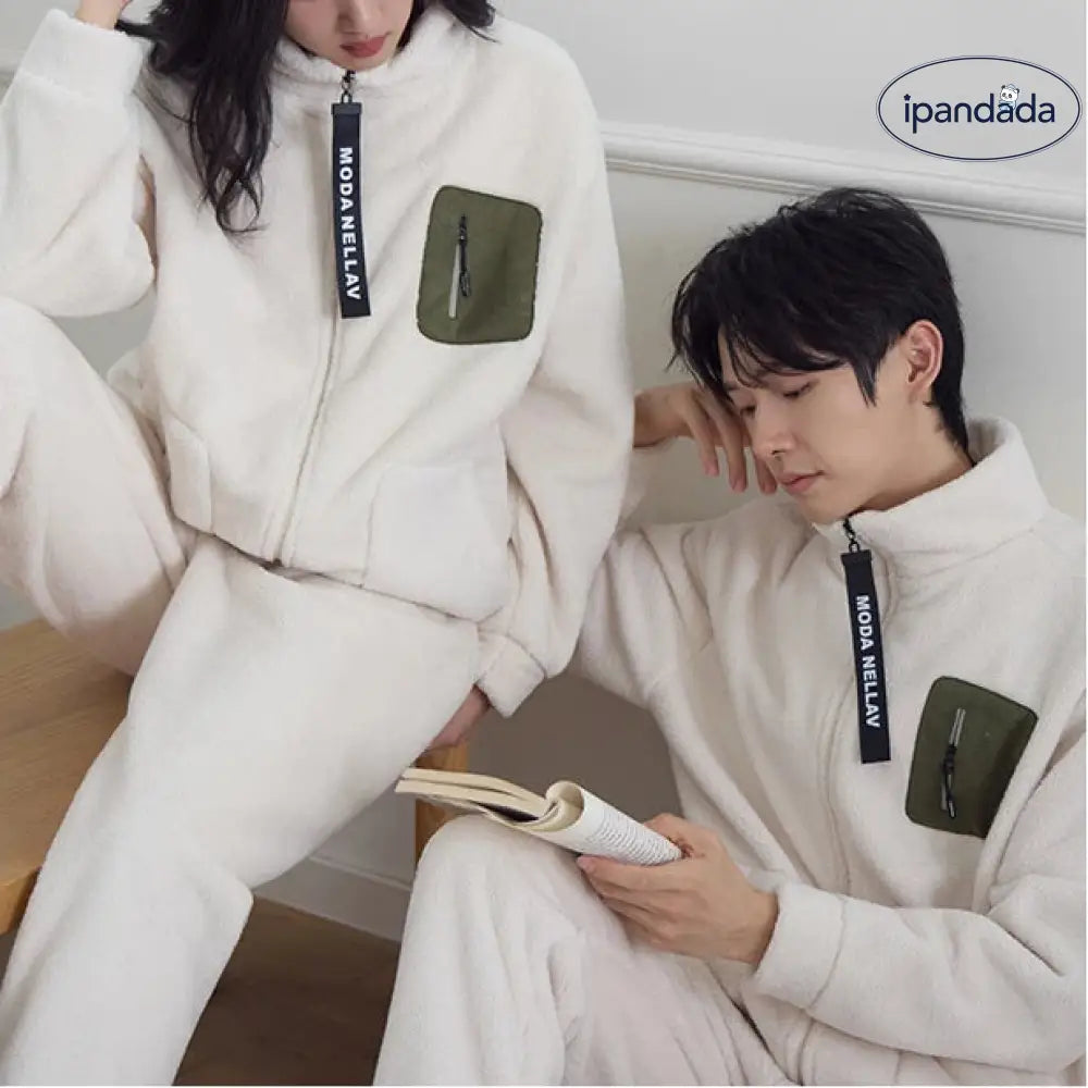 厚手 パジャマ カップル 保温 レディース 長袖 サンゴフリース ルームウェア メンズ ID3539