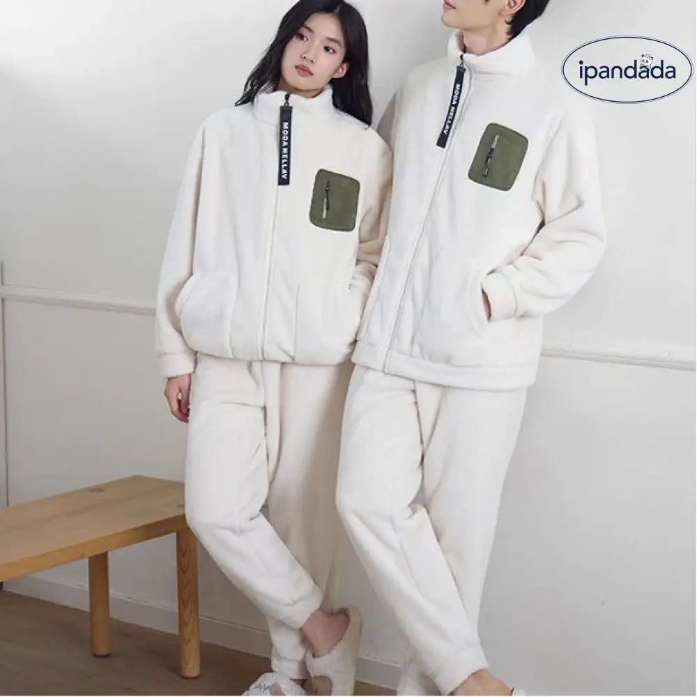 厚手 パジャマ カップル 保温 レディース 長袖 サンゴフリース ルームウェア メンズ ID3539