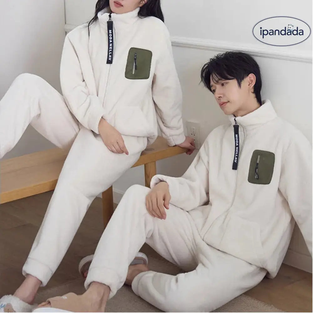 厚手 パジャマ カップル 保温 レディース 長袖 サンゴフリース ルームウェア メンズ ID3539