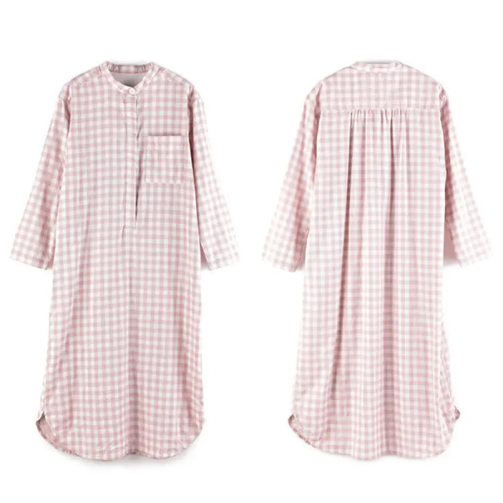パジャマ ルームウェア ガーゼ ワンピース レディース 長袖 ナイトウエア ラウンドネック ルームワンピース ダブルガーゼ インナー 綿100% 寝間着 部屋着 寝間着 ストライプ ゆったり リラックス 太め 快適 快眠 通気性 汗取り