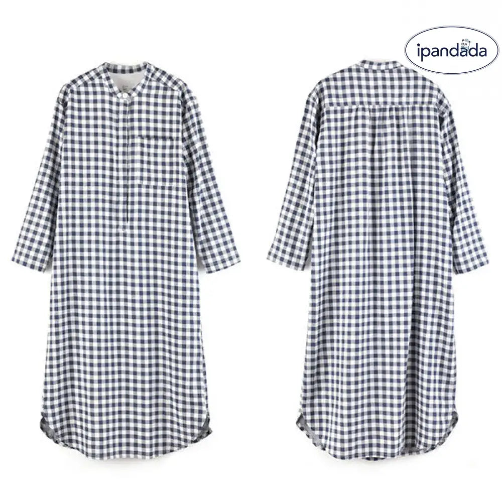 パジャマ ルームウェア ガーゼ ワンピース レディース 長袖 ナイトウエア ラウンドネック ルームワンピース ダブルガーゼ インナー 綿100% 寝間着 部屋着 寝間着 ストライプ ゆったり リラックス 太め 快適 快眠 通気性 汗取り 敏感肌 ID1947