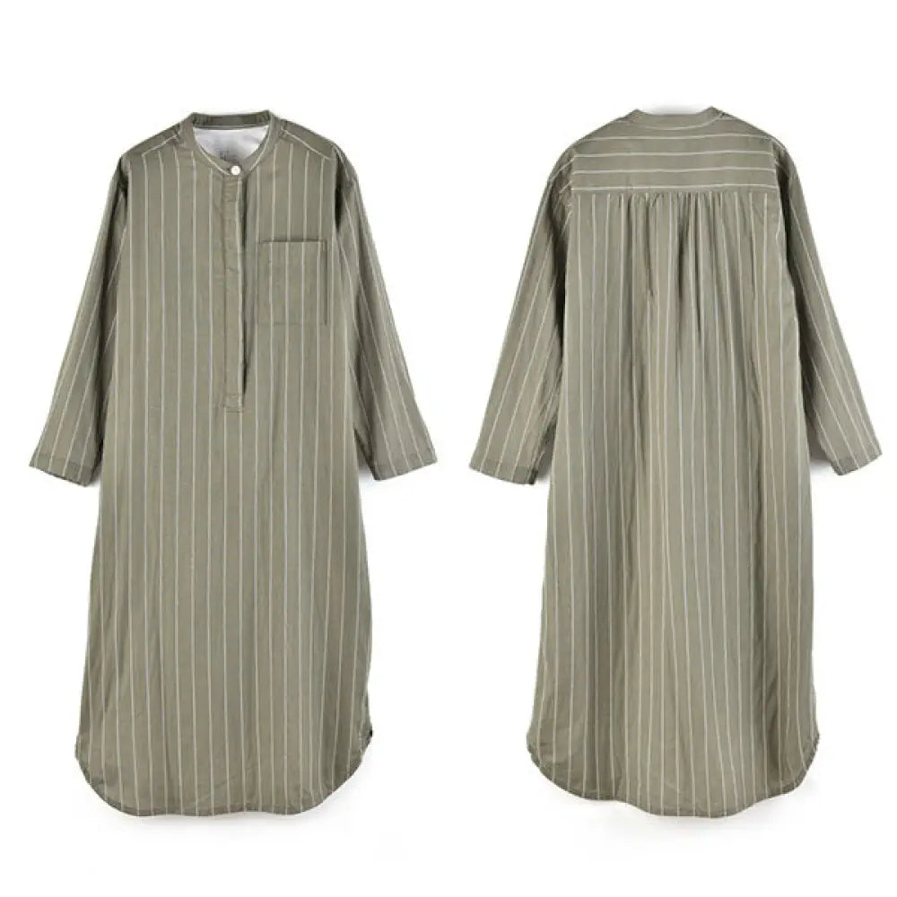 パジャマ ルームウェア ガーゼ ワンピース レディース 長袖 ナイトウエア ラウンドネック ルームワンピース ダブルガーゼ インナー 綿100% 寝間着 部屋着 寝間着 ストライプ ゆったり リラックス 太め 快適 快眠 通気性 汗取り