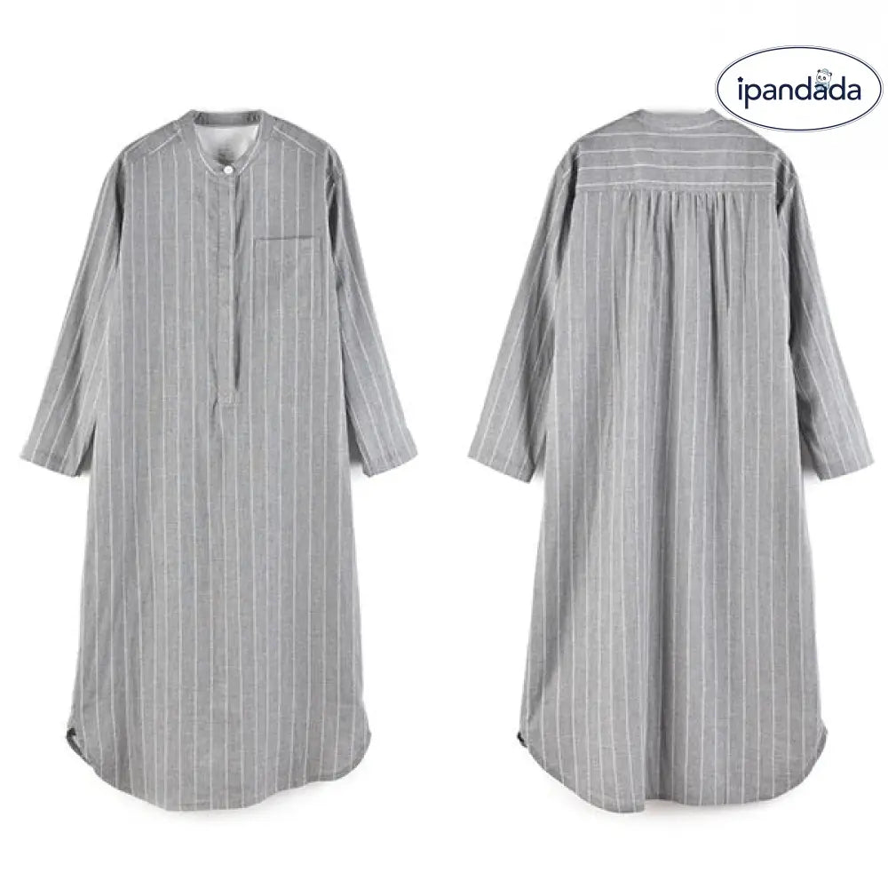 パジャマ ルームウェア ガーゼ ワンピース レディース 長袖 ナイトウエア ラウンドネック ルームワンピース ダブルガーゼ インナー 綿100% 寝間着 部屋着 寝間着 ストライプ ゆったり リラックス 太め 快適 快眠 通気性 汗取り 敏感肌 ID1947