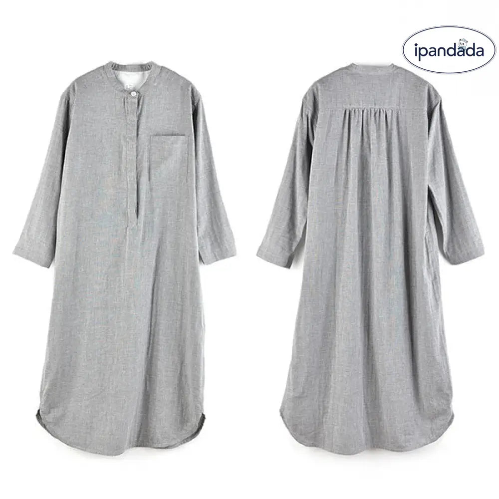 パジャマ ルームウェア ガーゼ ワンピース レディース 長袖 ナイトウエア ラウンドネック ルームワンピース ダブルガーゼ インナー 綿100% 寝間着 部屋着 寝間着 ストライプ ゆったり リラックス 太め 快適 快眠 通気性 汗取り 敏感肌 ID1947