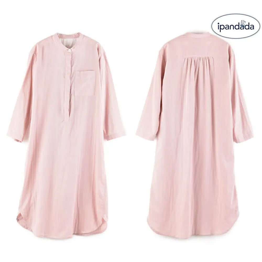 パジャマ ルームウェア ガーゼ ワンピース レディース 長袖 ナイトウエア ラウンドネック ルームワンピース ダブルガーゼ インナー 綿100% 寝間着 部屋着 寝間着 ストライプ ゆったり リラックス 太め 快適 快眠 通気性 汗取り 敏感肌 ID1947