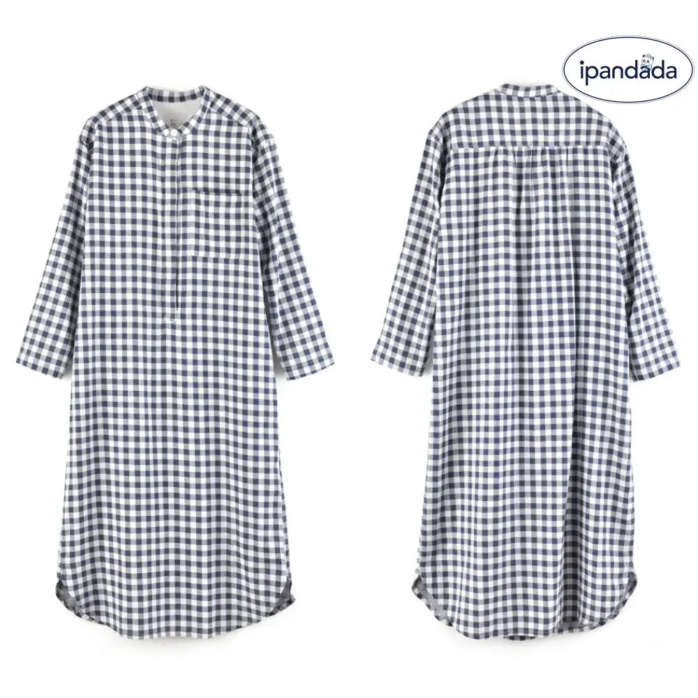 パジャマ ルームウェア ガーゼ ワンピース レディース 長袖 ナイトウエア ラウンドネック ルームワンピース ダブルガーゼ インナー 綿100% 寝間着 部屋着 寝間着 ストライプ ゆったり リラックス 太め 快適 快眠 通気性 汗取り 敏感肌 ID1947