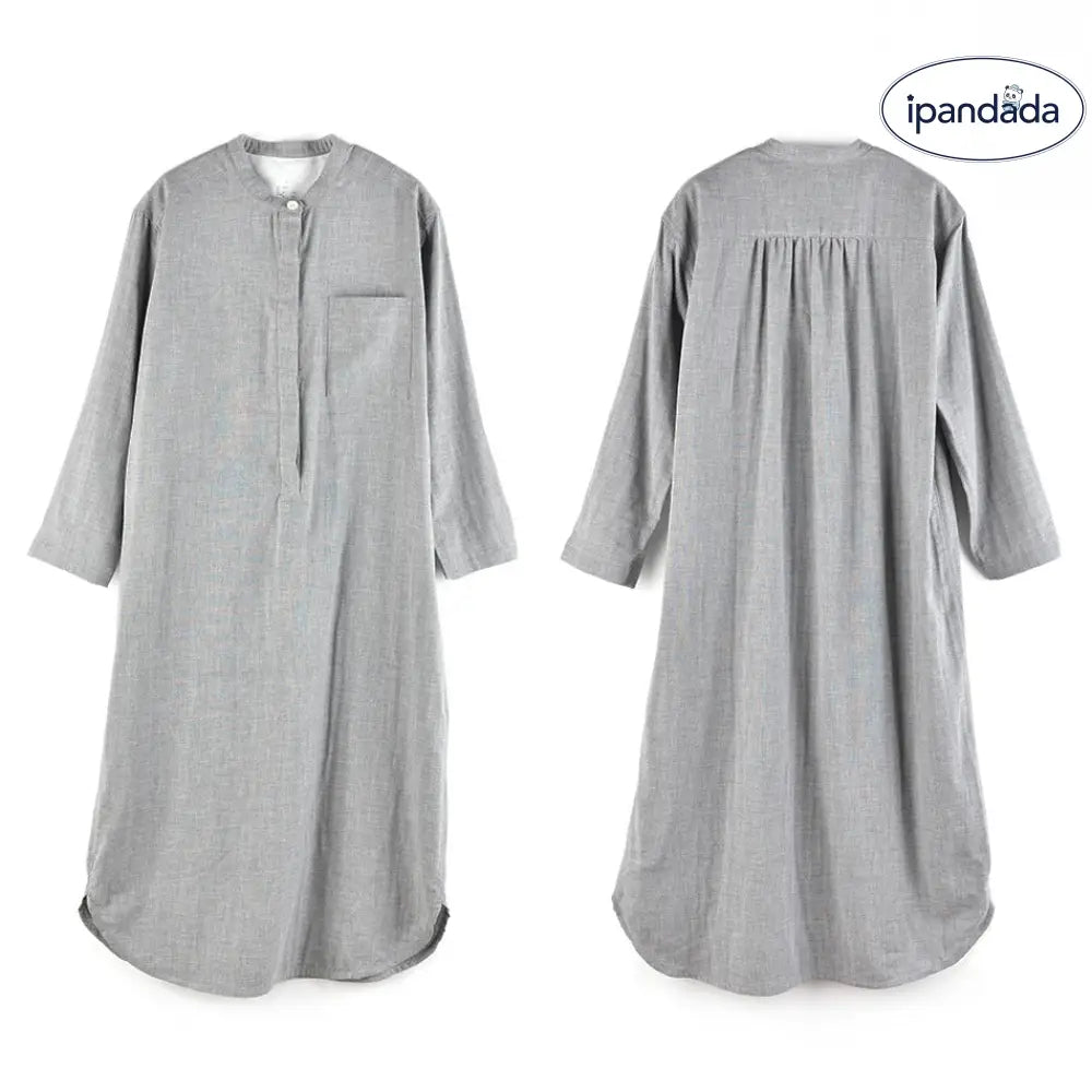 パジャマ ルームウェア ガーゼ ワンピース レディース 長袖 ナイトウエア ラウンドネック ルームワンピース ダブルガーゼ インナー 綿100% 寝間着 部屋着 寝間着 ストライプ ゆったり リラックス 太め 快適 快眠 通気性 汗取り 敏感肌 ID1947