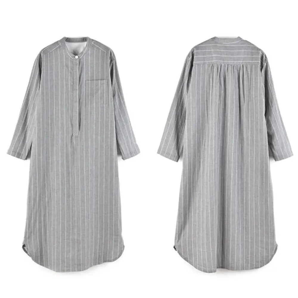 パジャマ ルームウェア ガーゼ ワンピース レディース 長袖 ナイトウエア ラウンドネック ルームワンピース ダブルガーゼ インナー 綿100% 寝間着 部屋着 寝間着 ストライプ ゆったり リラックス 太め 快適 快眠 通気性 汗取り
