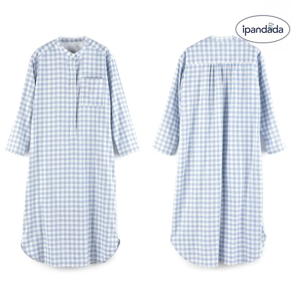 パジャマ ルームウェア ガーゼ ワンピース レディース 長袖 ナイトウエア ラウンドネック ルームワンピース ダブルガーゼ インナー 綿100% 寝間着 部屋着 寝間着 ストライプ ゆったり リラックス 太め 快適 快眠 通気性 汗取り 敏感肌 ID1947