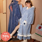 カップル もこもこ 冬用 着る毛布 スティッチ デザイン ロングガウン ペア ルームウェア あったか 防寒 可愛い おしゃれ 部屋着 プレゼントに人気 カップル クリスマスギフト 冬用 プレゼント にもおすすめ ホリデー限定 アイテム