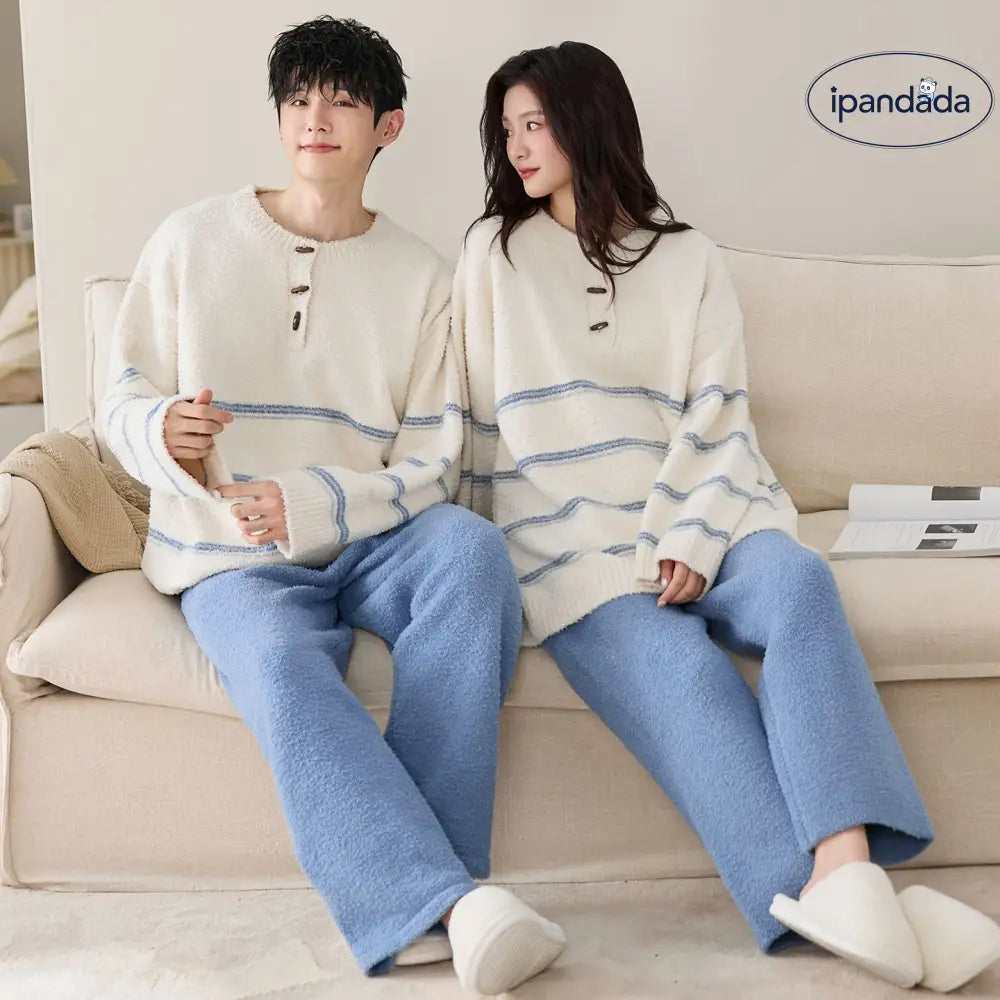 カップル用 パジャマ フリース 冬季 新作 レディース 保温 長袖 メンズ レディース セット ID3497