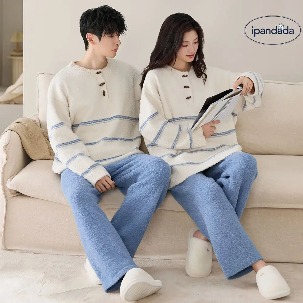 カップル用 パジャマ フリース 冬季 新作 レディース 保温 長袖 メンズ レディース セット ID3497