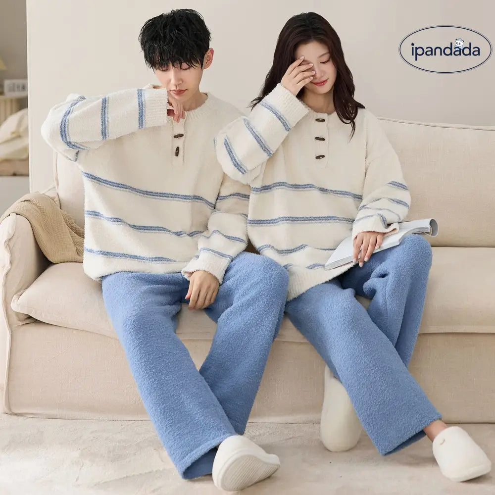 カップル用 パジャマ フリース 冬季 新作 レディース 保温 長袖 メンズ レディース セット ID3497