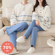 カップル用 パジャマ フリース 冬季 新作 レディース 保温 長袖 メンズ レディース セット ID3497