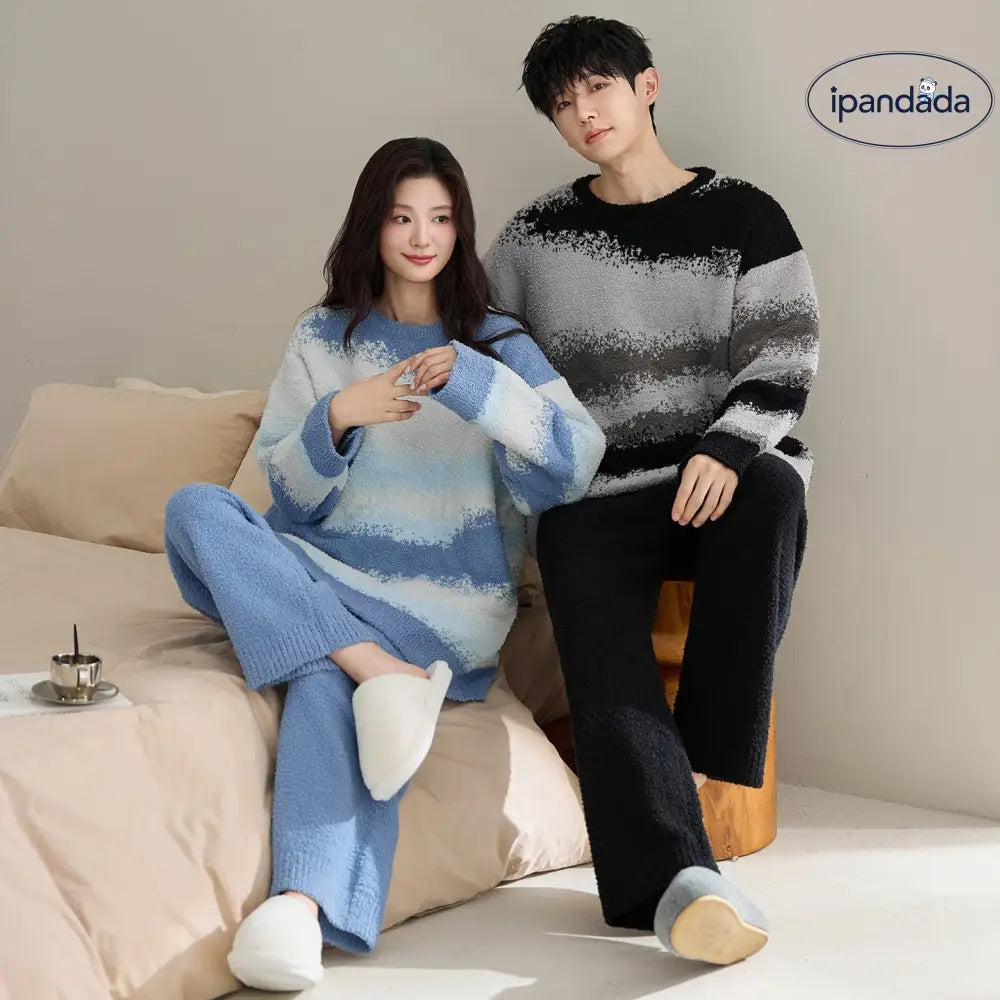 カップル用 パジャマ コーラルフリース レディース 長袖 保温 セット カジュアル メンズ ID3498