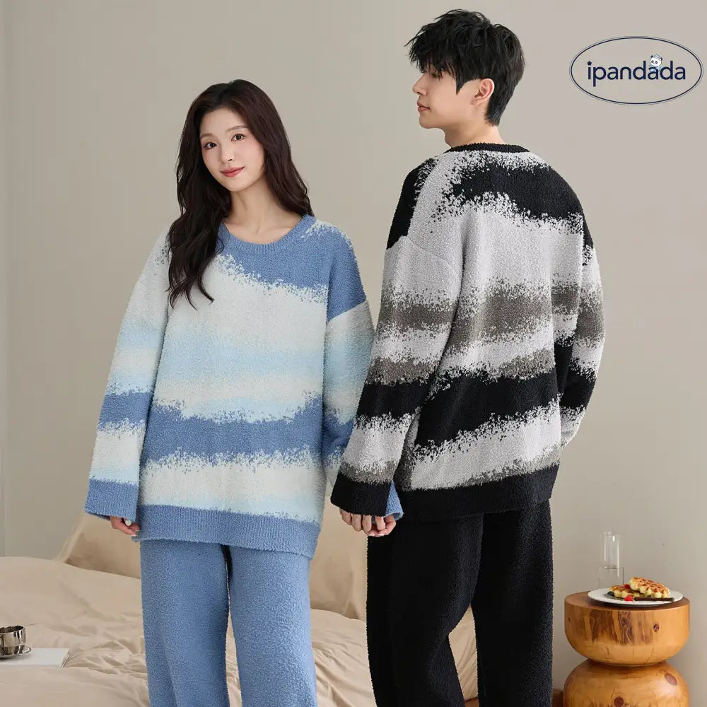 カップル用 パジャマ コーラルフリース レディース 長袖 保温 セット カジュアル メンズ ID3498