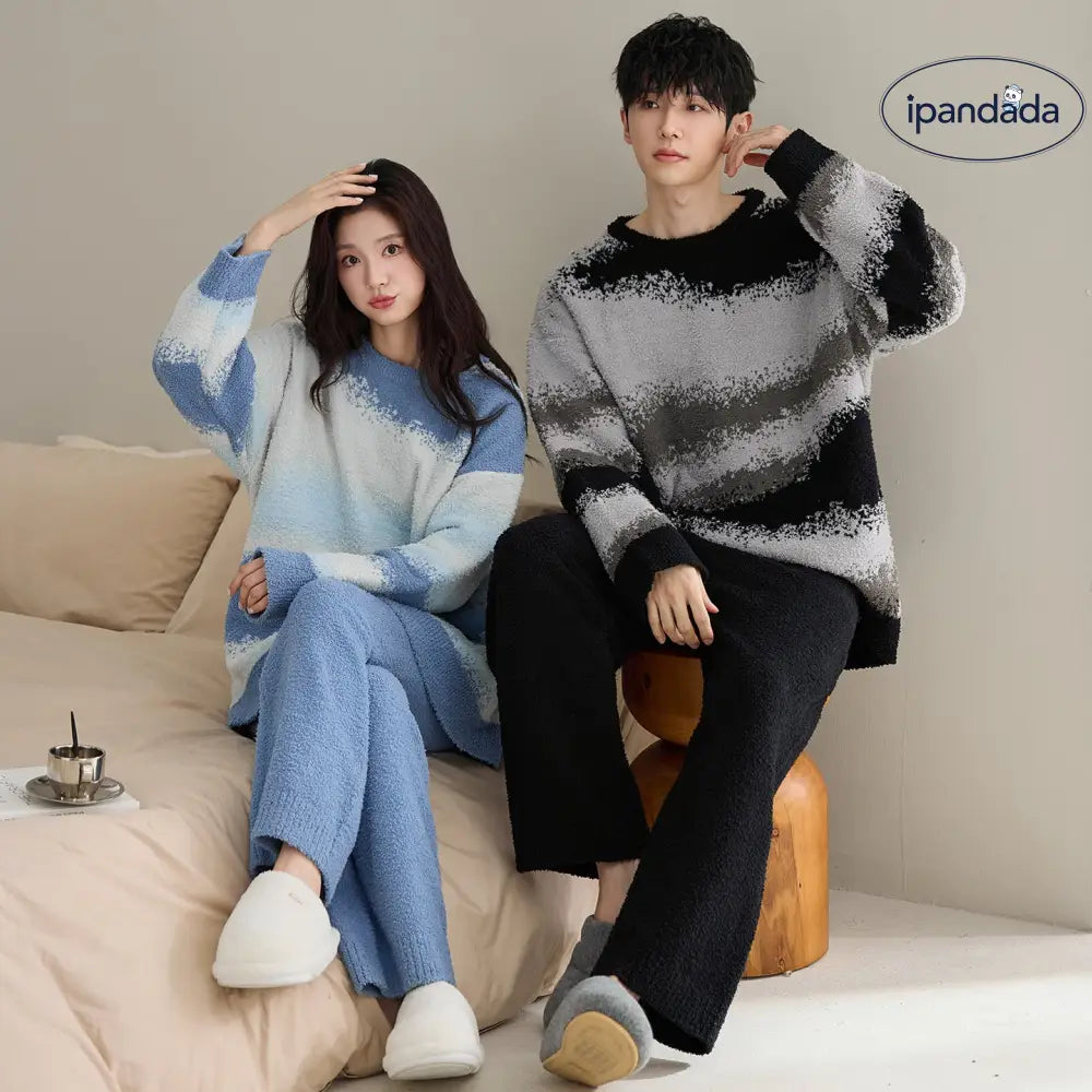 カップル用 パジャマ コーラルフリース レディース 長袖 保温 セット カジュアル メンズ ID3498