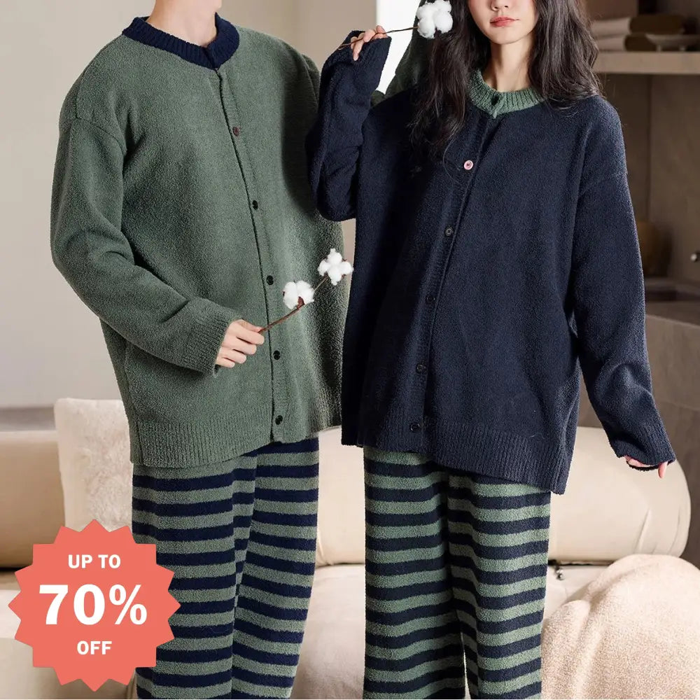 カップル用 パジャマ ペア お揃い 暖かい 長袖 冬用 レディース ルームウェア 保温 カジュアル 厚手 メンズ セットアップ ID3856 コーディネート＞ペアルック