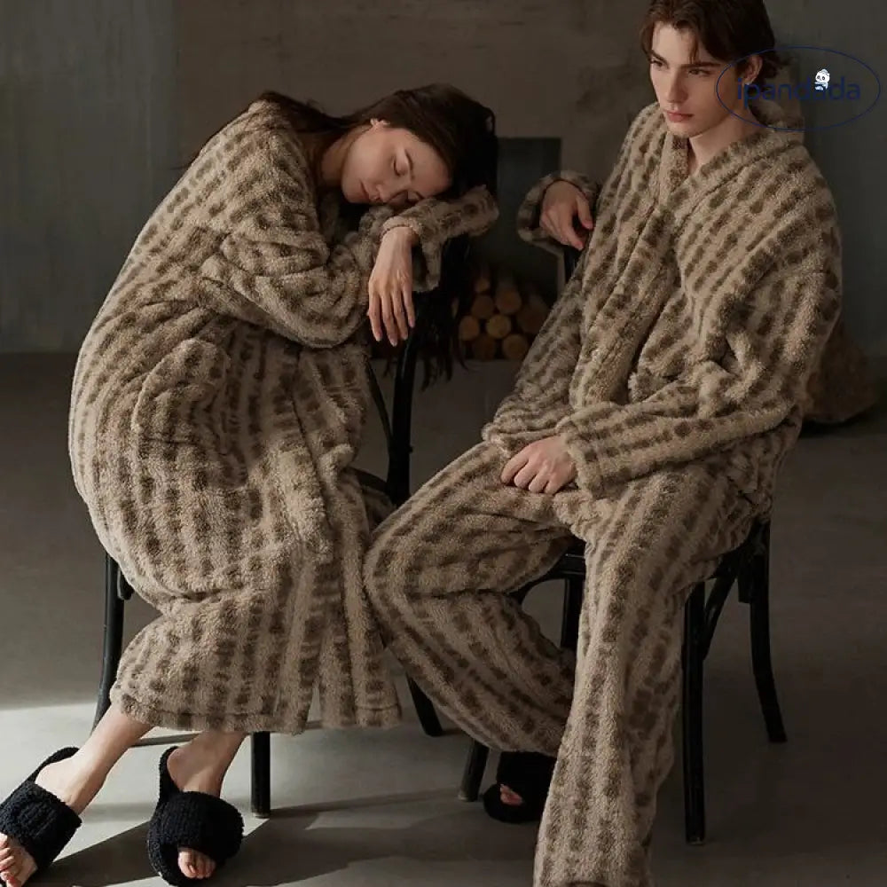 カップル用 パジャマ 秋冬 コーラルフリース 厚手 レディース フランネル 長袖 セット メンズ 冬 ID3650