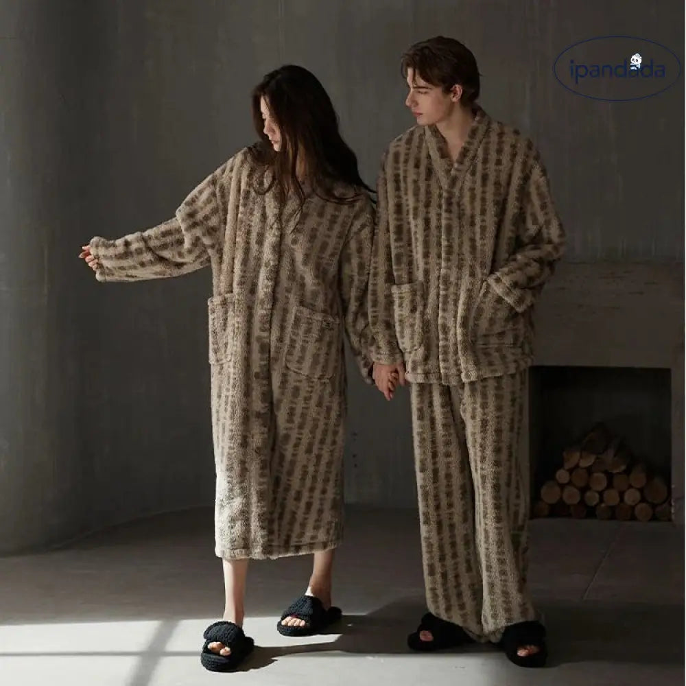 カップル用 パジャマ 秋冬 コーラルフリース 厚手 レディース フランネル 長袖 セット メンズ 冬 ID3650