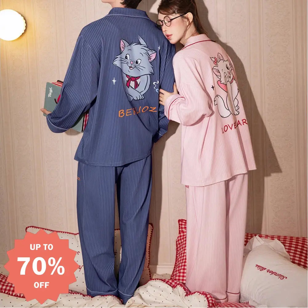 マリーちゃん コラボ ゆったり 可愛い カップルパジャマ セット 軽くて柔らか 肌触り最高 超快適 ルームウェア 春 新作 ディズニー ペアルック ID4095 コーディネート＞ペアルック