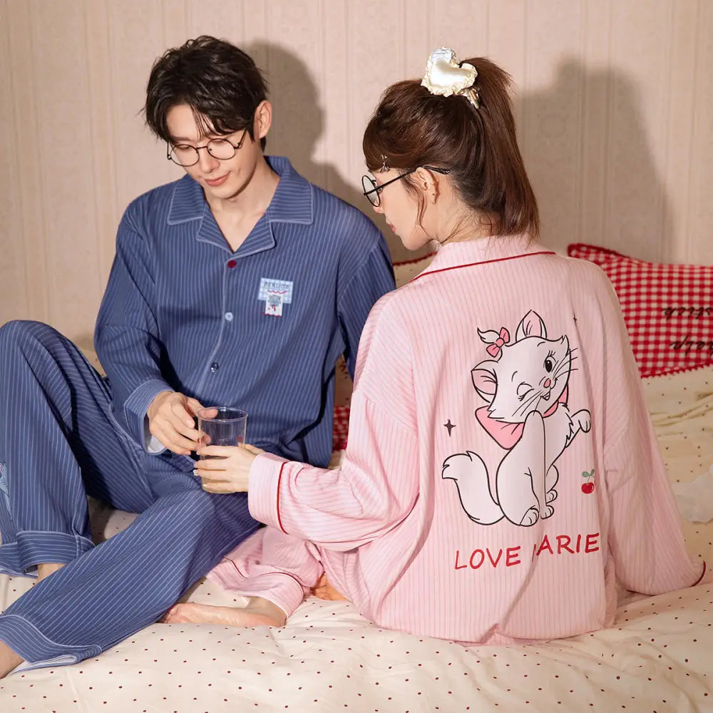 マリーちゃん コラボ ゆったり 可愛い カップルパジャマ セット 軽くて柔らか 肌触り最高 超快適 ルームウェア 春 新作 ディズニー ペアルック ID4095 写真通り / レディースＭ コーディネート＞ペアルック