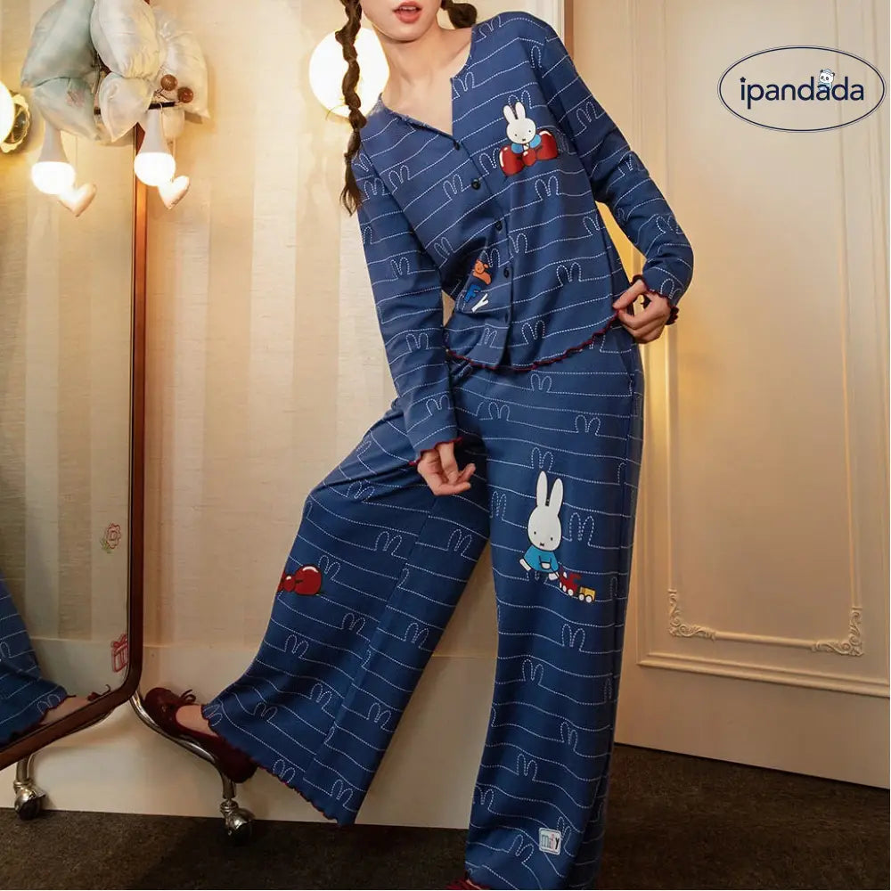 【ギフト】ミッフィー デザイン 春 パジャマ レディース 長袖 カジュアル かわいい ルームウェア セットアップ 綿混 柔らか素材 リラックス 着心地抜群 リラコ ルーム着 ホームウェア 春 秋 おうち時間 ギフト プレゼント