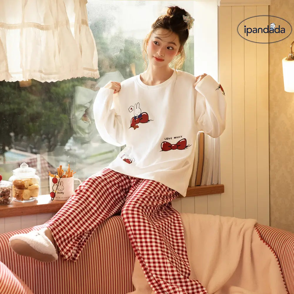 ミッフィー コットン 長袖 パジャマ レディース 春秋 可愛い アニメ 部屋着 セット ID4177