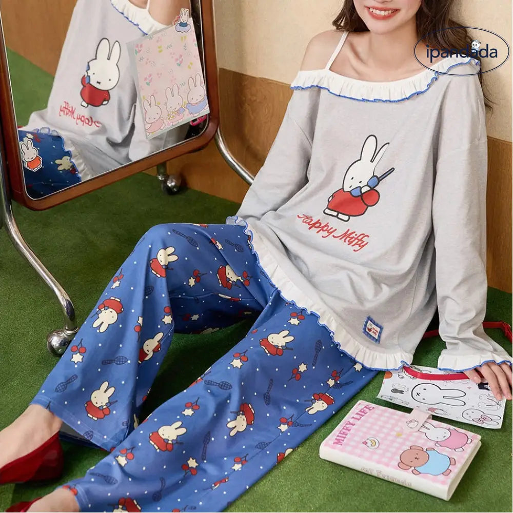 【ギフト】ミッフィー パジャマ レディース 上下セット セットアップ 春秋 長袖 リラックス キャラクター ルームウェア リラックス 大人可愛い プレゼント ID4317 レディース＞セットアップ