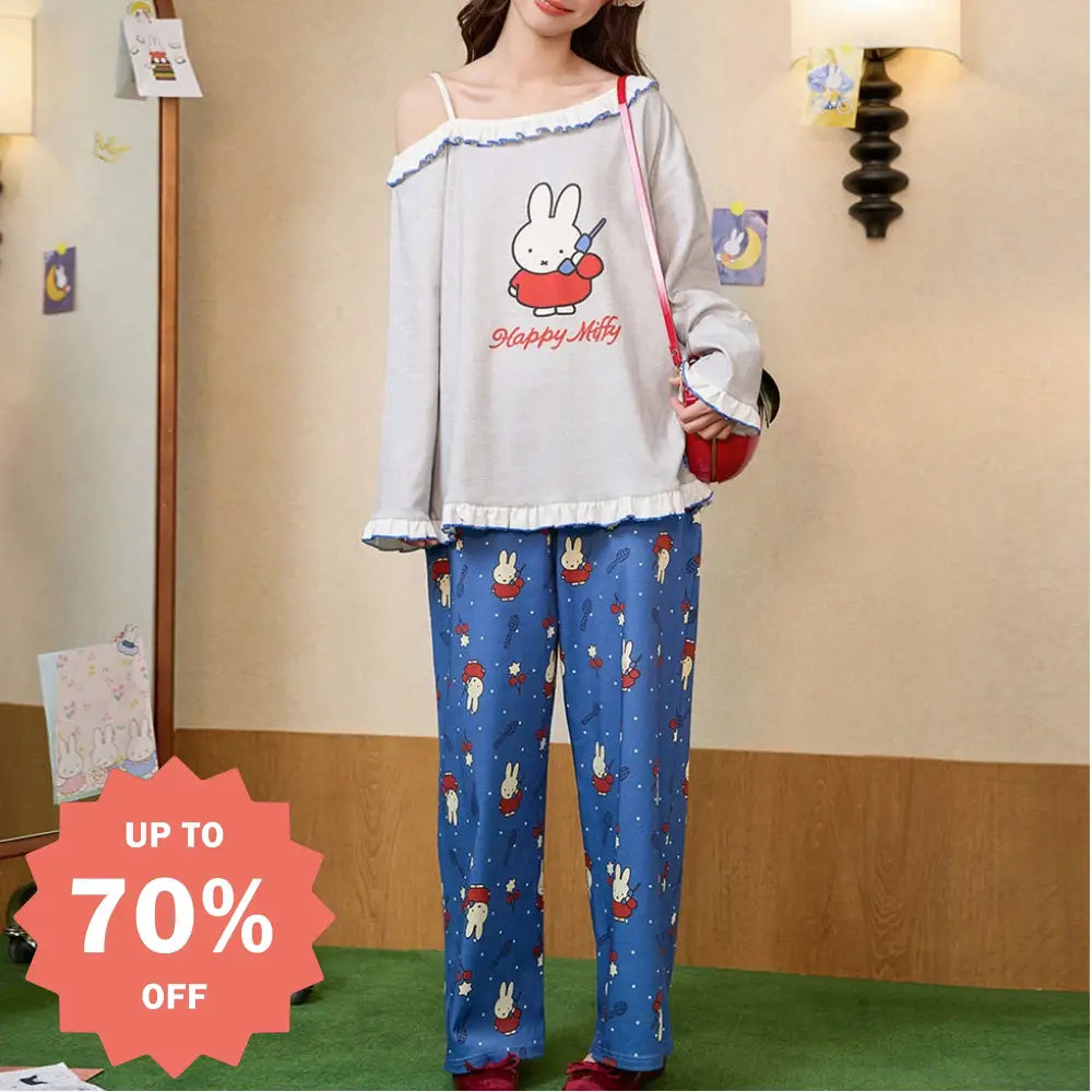 【ギフト】ミッフィー パジャマ レディース 上下セット セットアップ 春秋 長袖 リラックス キャラクター ルームウェア リラックス 大人可愛い プレゼント ID4317 写真通り / M レディース＞セットアップ