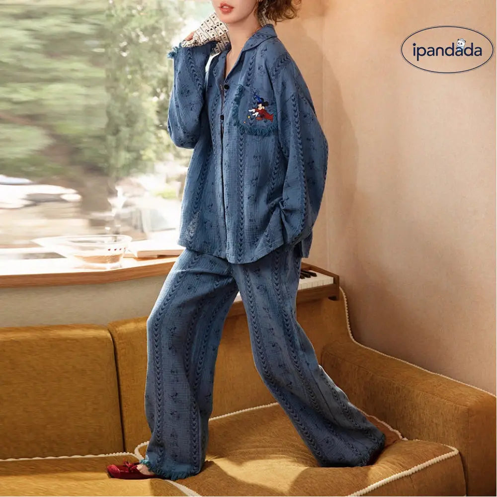 ミッキー 春秋 パジャマ 女性用 上下セット セットアップ 部屋着 寝間着 長袖 カートゥーン カーディガン ルームウェア ID4307 レディース＞セットアップ