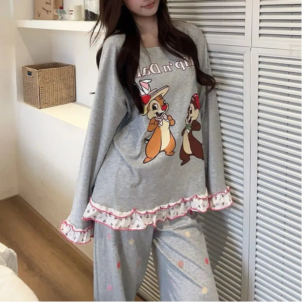 パジャマ セット 春秋 新作 長袖 ルームウェア かわいい 部屋着 2点セット 肌触り最高 ID4099 写真通り / M